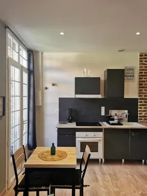 Cuisine ou kitchenette dans l'établissement gîte Cosy Green 2