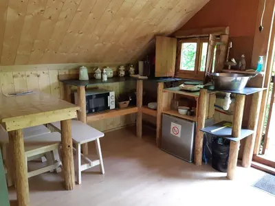 Cuisine ou kitchenette dans l'établissement Cabane d'Augustin