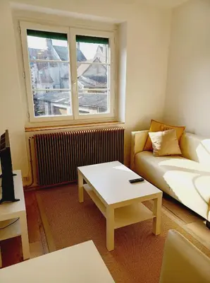Coin salon dans l'établissement Superbe Appartement en plein centre-ville de Crépy