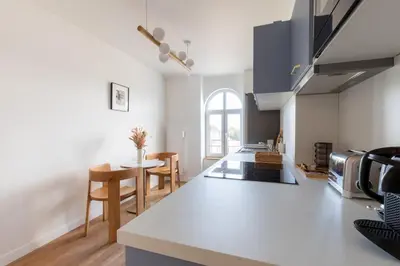 Cuisine ou kitchenette dans l'établissement Les Appartements Porte Mars Reims Gare Centre