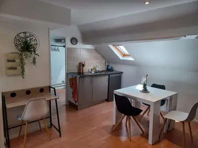 Cuisine ou kitchenette dans l'établissement Le Richelieu 3 chez Adrien