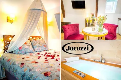 Un ou plusieurs lits dans un hébergement de l'établissement Jacuzzi® - La petite Romantique - FloBNB