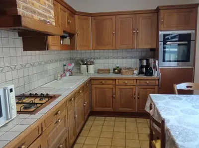 Cuisine ou kitchenette dans l'établissement Gîte de la traverse, 2 à 6 personnes