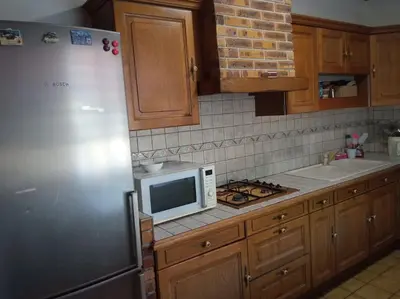 Cuisine ou kitchenette dans l'établissement Gîte de la traverse, 2 à 6 personnes