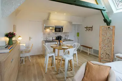 Cuisine ou kitchenette dans l'établissement Villa Forestière Studio l'Olivier