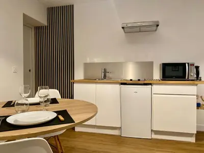 Cuisine ou kitchenette dans l'établissement Détente & Spa