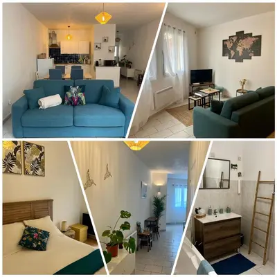 Coin salon dans l'établissement Appartement au calme - Proche centre ville