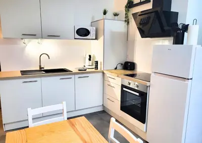 Cuisine ou kitchenette dans l'établissement La Sweet House Dorée Centre Ville Wifi Tout confort