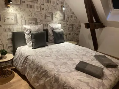 Un ou plusieurs lits dans un hébergement de l'établissement La fine bulle! Magnifique appartement pour votre séjour en CHAMPAGNE