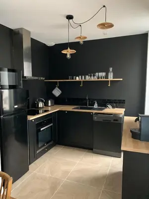 Cuisine ou kitchenette dans l'établissement Champagne! Appartement spacieux Reims centre