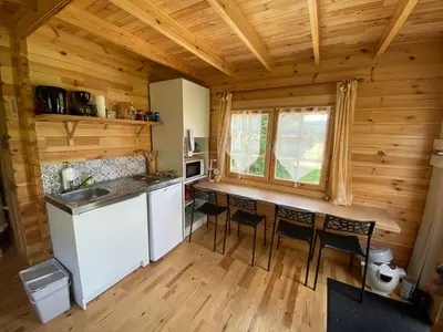 Cuisine ou kitchenette dans l'établissement Chalet des coteaux