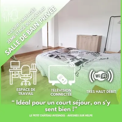 Le petit Château Avesnois - Studio pour 2 personnes - Cuisine Partagée