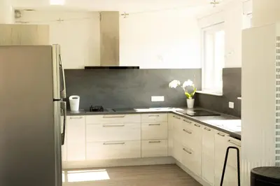 Cuisine ou kitchenette dans l'établissement Gite L'orchidée