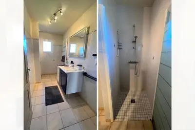 Salle de bains dans l'établissement Maison avec véranda - Gîte de l'Arbrisseau