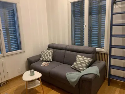 Coin salon dans l'établissement Tiny House Sedan