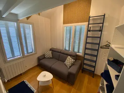 Coin salon dans l'établissement Tiny House Sedan