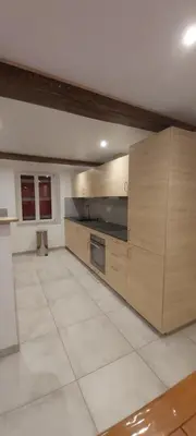 Cuisine ou kitchenette dans l'établissement Gîte Betula