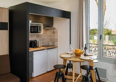 Cuisine ou kitchenette dans l'établissement Villa Forestière Studio Le Châtaignier